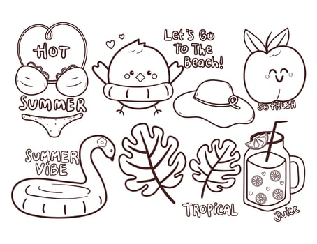 cute summer element coloring page for coloring book vector