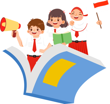 Elementary School Student Riding Giant Book png