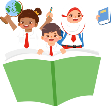Elementary School Student with Flying Book png