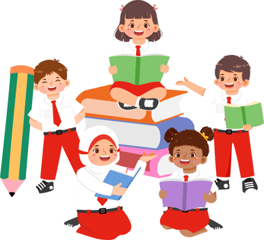Group of Elementary School Students with Book png