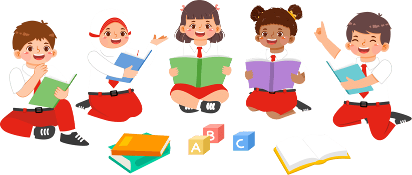 Elementary Students Reading Book Together png