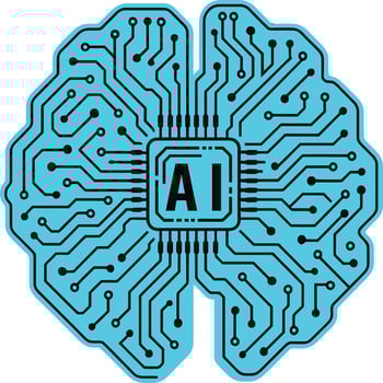 Neural Network Brain with Central AI Chip, Symbol of Artificial Intelligence and Digital Transformation vector