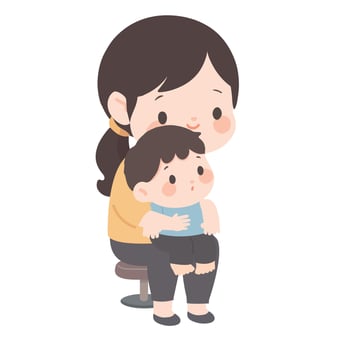 Cartoon Illustration of Mother and Son Together vector