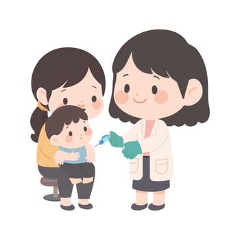 Child getting vaccinated with parent present vector
