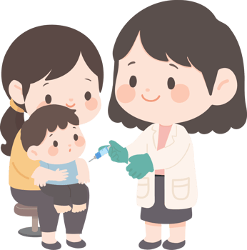 A cartoon doctor giving a baby a shot png