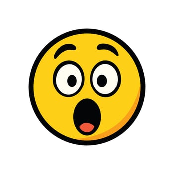 A cartoon icon of a yellow emoji face with wide open eyes and mouth, indicating surprise or shock. vector