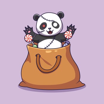 Panda in a bag with candies vector