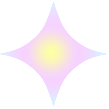 Four sides star with pink, blue, and yellow gradation. Dreamy effect illustration. Blurry gradation color png