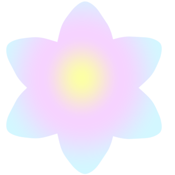 Six petals flower in yellow, pink, and blue gradation. Dreamy effect and soft color png