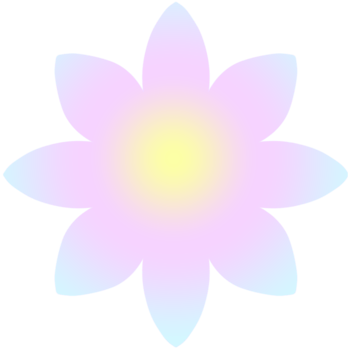 Eight petals flower colored by blue, pink, and yellow gradation. Soft color style. Dreamy effect png