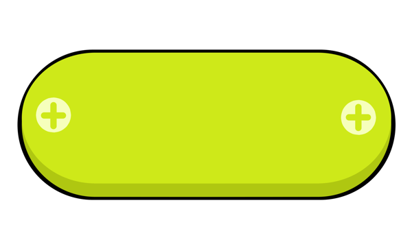 Lime green rounded rectangle button with black outline and white plus signs. png