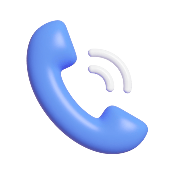 3D blue phone receiver ringing icon on transparent background png