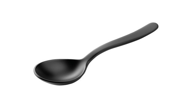 Single black tablespoon or teaspoon for food and eating png