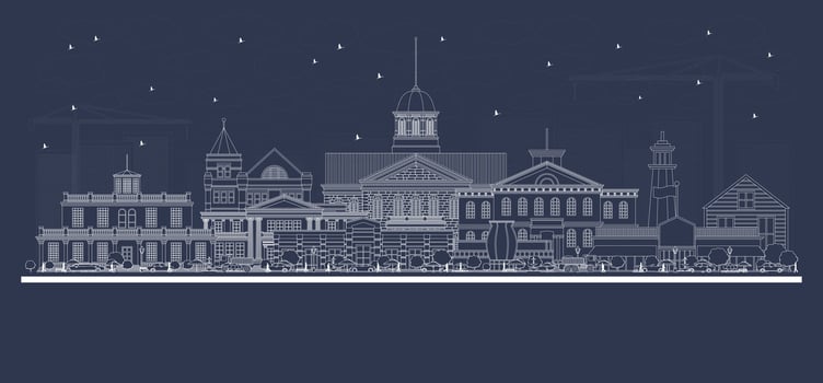 Outline Carson City Nevada City Skyline with white Buildings. Illustration. Business Travel and Tourism Concept with Modern Architecture. Carson City Cityscape with Landmarks. vector