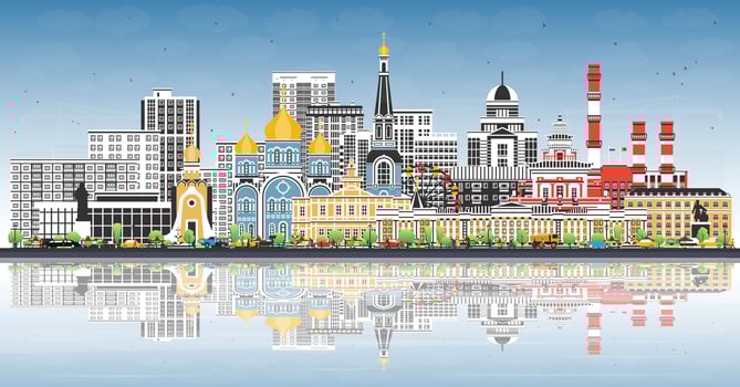 Colorful city skyline illustration vector