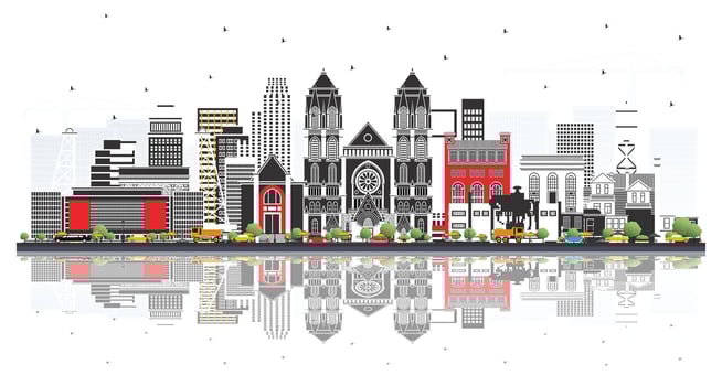 Stylized city skyline illustration vector