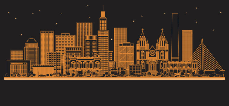Outline Sao Paulo Brazil City Skyline orange Buildings. Illustration. Business Travel and Tourism Concept with Historic Architecture. Sao Paulo Cityscape with Landmarks. vector