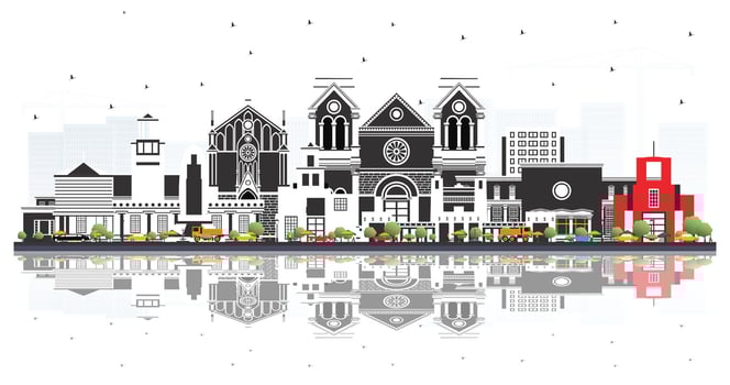 City skyline illustration with reflections vector