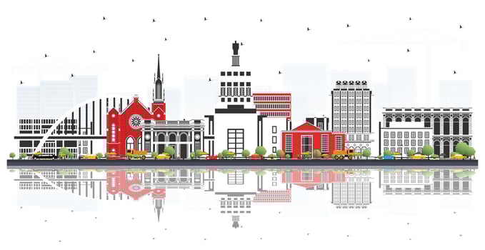 Colorful city skyline illustration vector