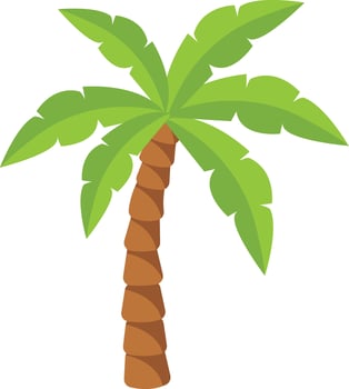 Cartoon Tropical Palm Tree Isolated on White Background vector