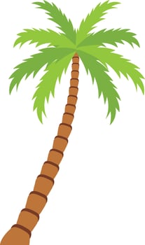 Cartoon Tropical Palm Tree Isolated on White Background. vector