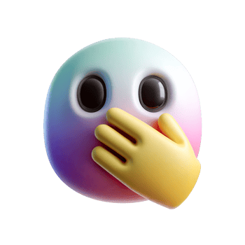 Colorful 3D Emoji Covering Mouth with Hand on transparent background png