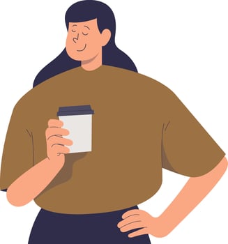 People Holding Hot Drink with Cartoon Design vector