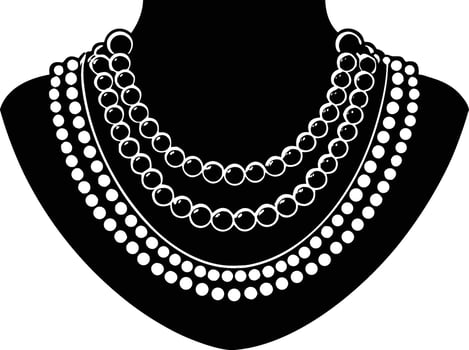 Women's pearl necklace silhouette. vector