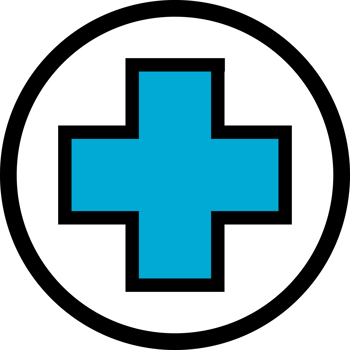 Blue cross medical circle icon png