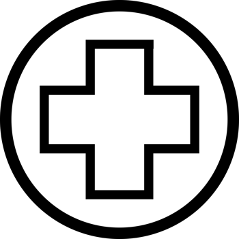 Black line cross medical circle icon png