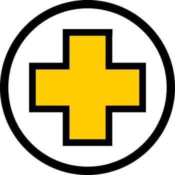 Yellow cross medical circle icon png