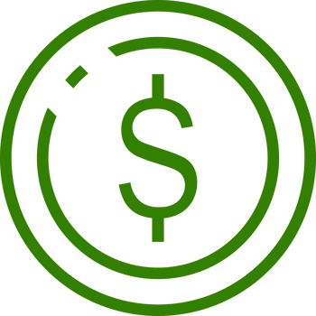 Green line dollar coin business png
