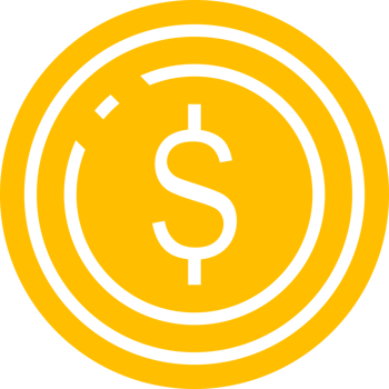 Yellow dollar coin business png