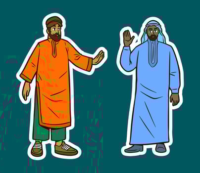 Two men in traditional attire illustration vector