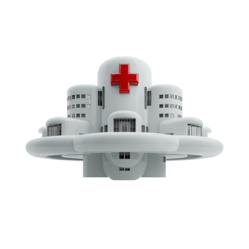 Plush 3D hospital building icon isolated on transparent background png