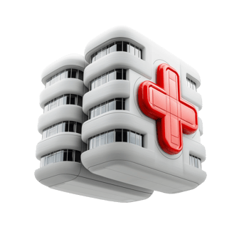 Fluffy 3D medical building model isolated on transparent background png