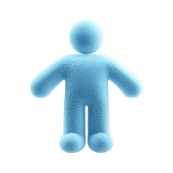 Plush 3D generic human figure isolated on transparent background png