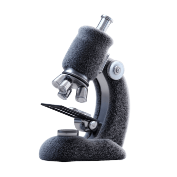 Plush 3D microscope laboratory equipment isolated on transparent background png