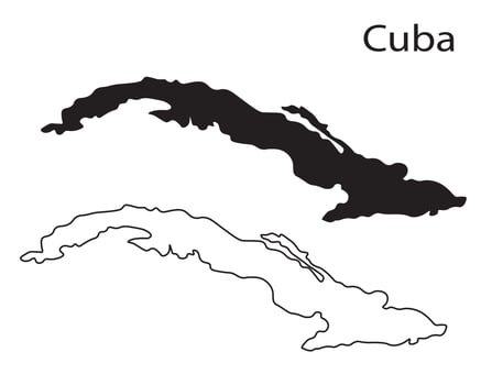 Cuba map silhouette Clean black island outline vector