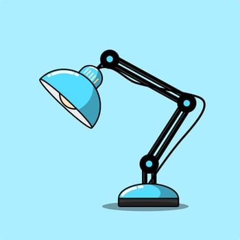 Modern Blue Desk Lamp Stylish Lighting for Home and Office Vectors Illustration