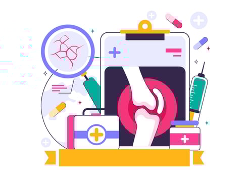 Illustration for Global Arthritis Day Showing Bone Problems and Medical Therapy vector