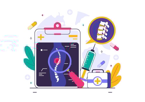 Medical illustration of spine treatment tools vector