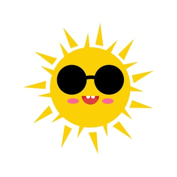 sun cute and glasses vector