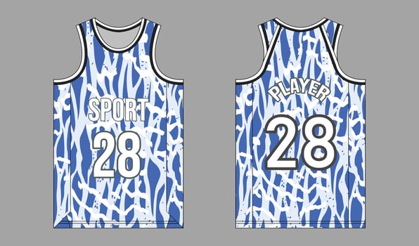 Blue and white sports jersey with number 28 vector