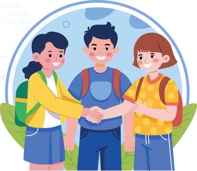 A flat style illustration depicting friends shaking hands vector