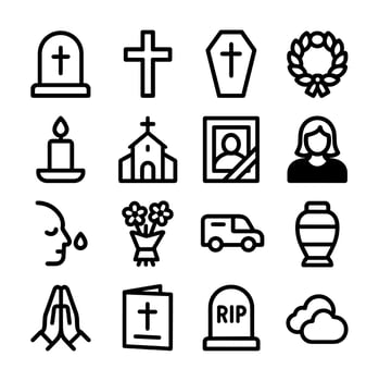 Outline Simple Funeral Element Icon with Grief and Remembrance Ceremony vector