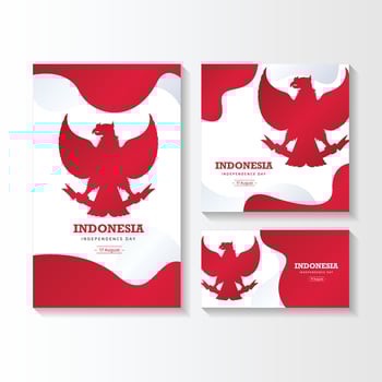 Set Gradient indonesia independence day illustration. Indonesia Happy Independence Day vector