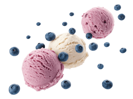 Delight in creamy texture of ice cream adorned with fresh blueberries, creating refreshing treat perfect for any occasion png