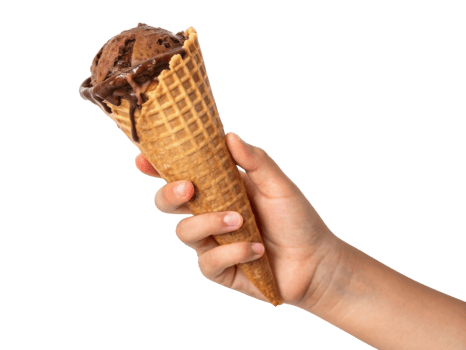 Delight in rich chocolate ice cream served in crispy cone, perfect for warm day and sure to bring joy png