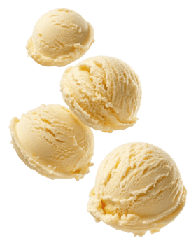Delight in creamy texture of smooth french vanilla ice cream scoops that melt in your mouth and bring joy to every bite png